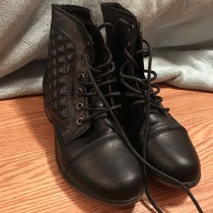 Black ankle combat boots